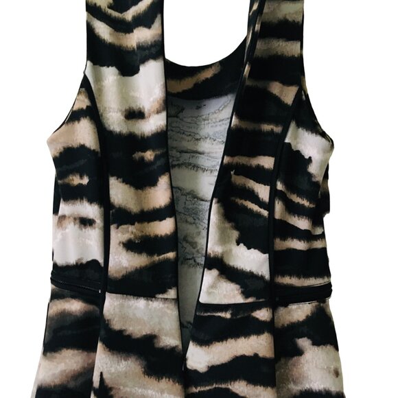 Dress Abstract Animal Wrap Side Zippers Piping Brown Black Women's Small Mossimo - Picture 4 of 16